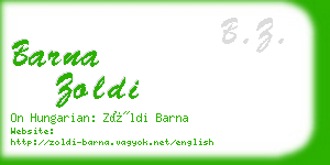 barna zoldi business card